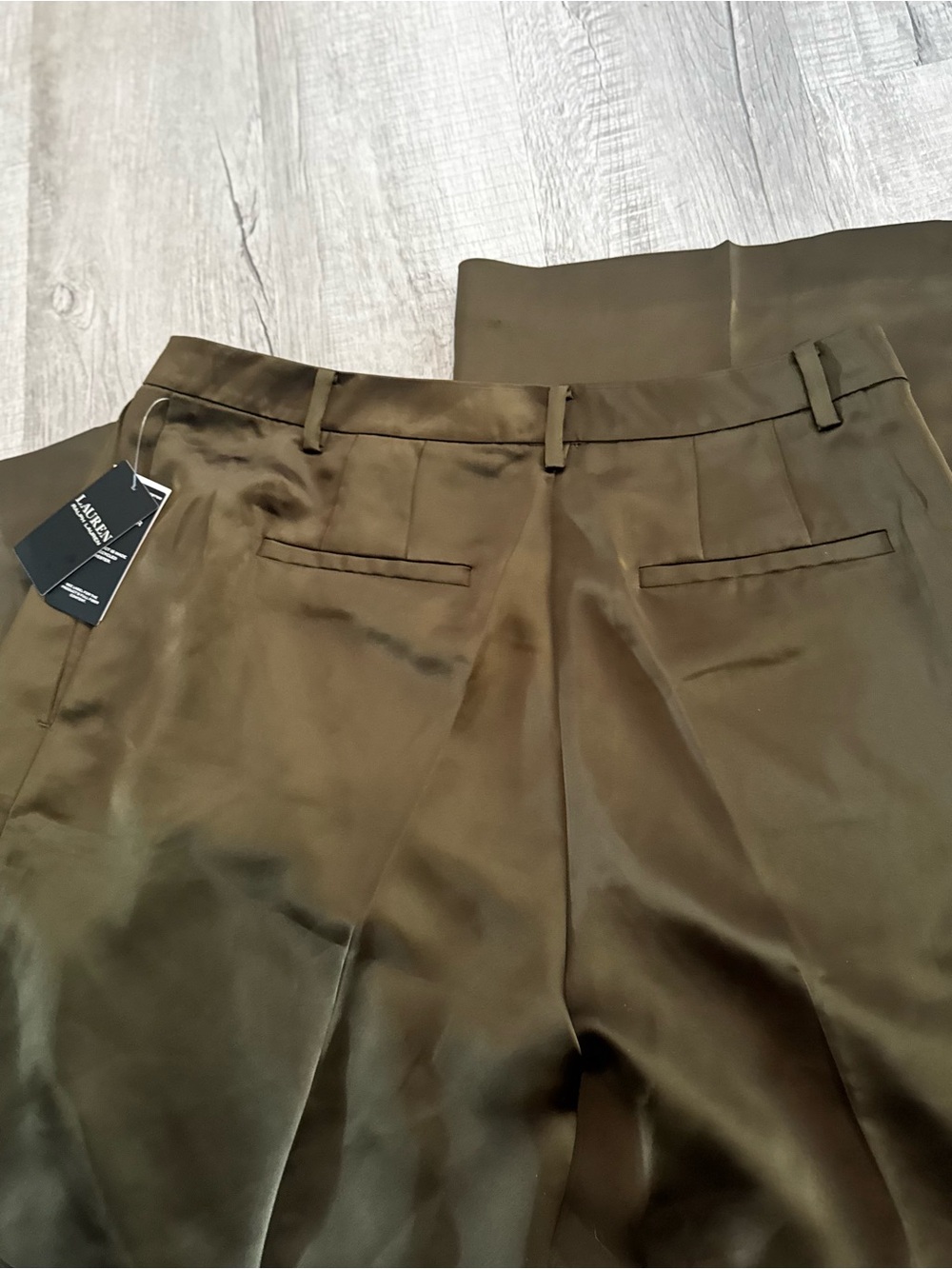 Ralph Lauren Bronze Satin Wide-Leg Trousers - Picture 9 of 9
